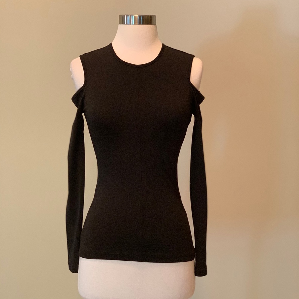 Rag and Bone fitted black cold shoulder top